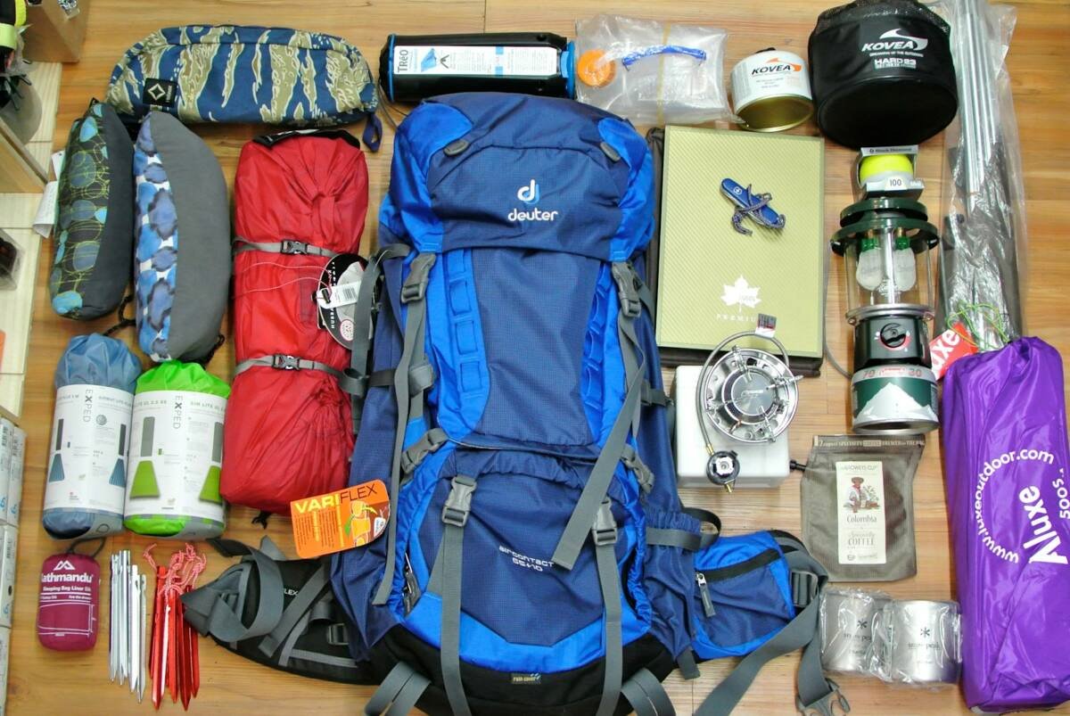 Blue and black hiking backpack