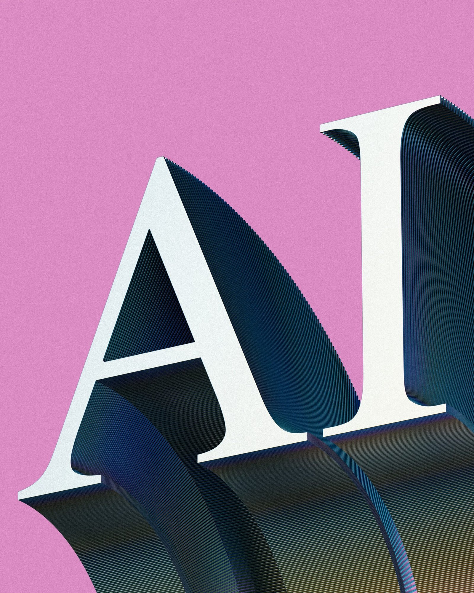The letters AI in white with layered dark blue edges