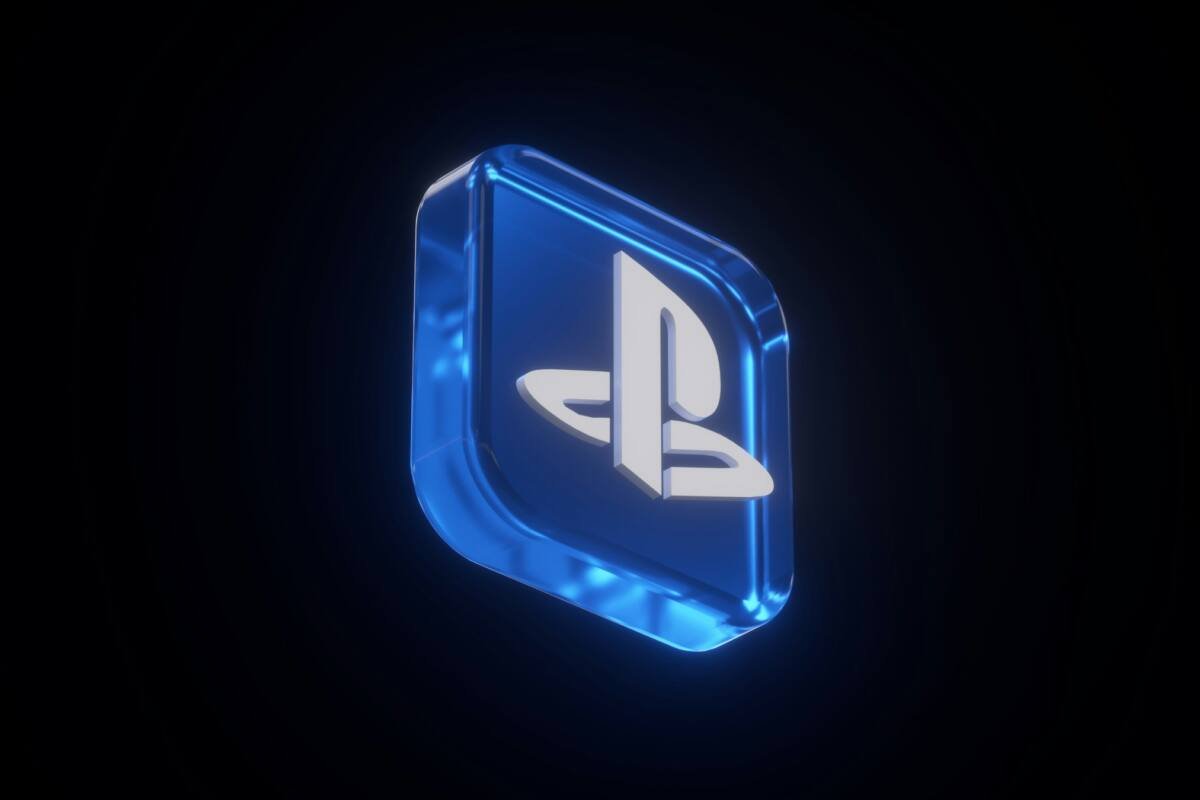 The PlayStation logo glowing in the dark