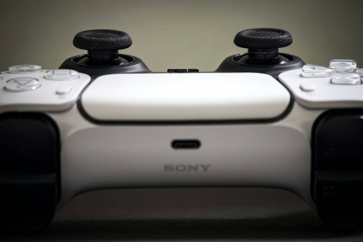 Close-up of a PlayStation 5 DualSense controller