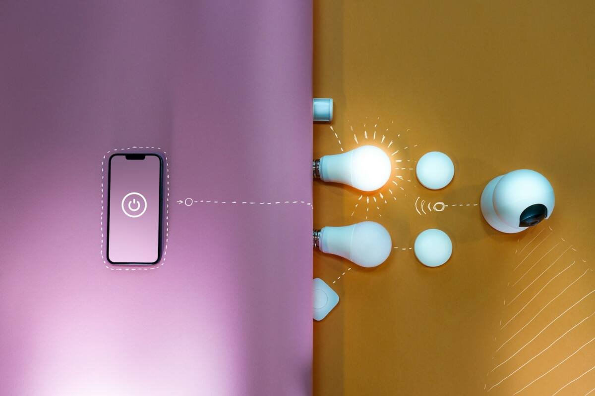 Cell phone connected to a smart light switch