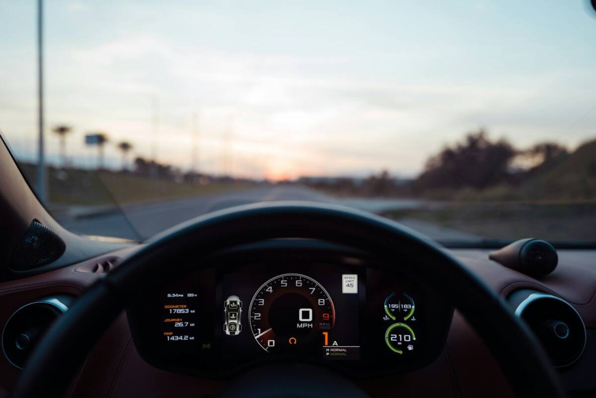 Black car instrument panel cluster