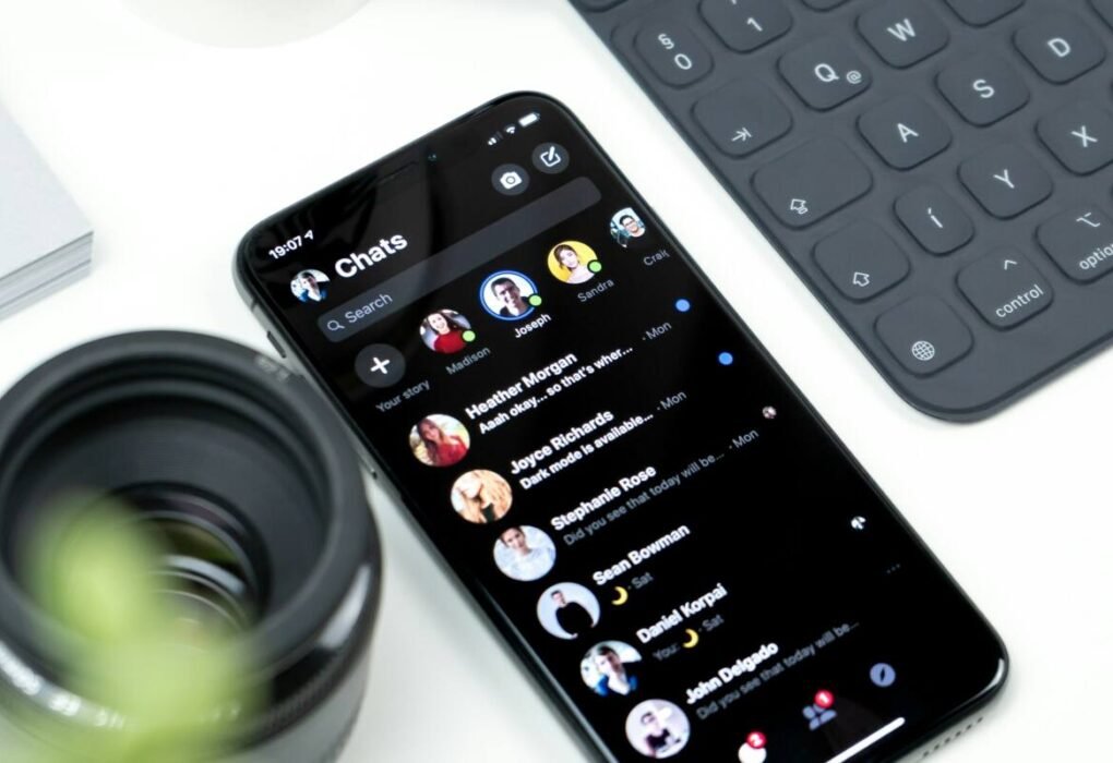 Android smartphone lit up on a desk