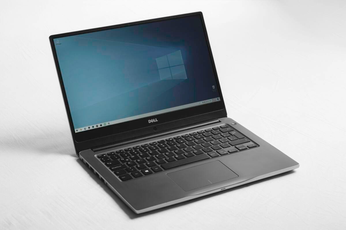 Black and silver laptop computer on a desk