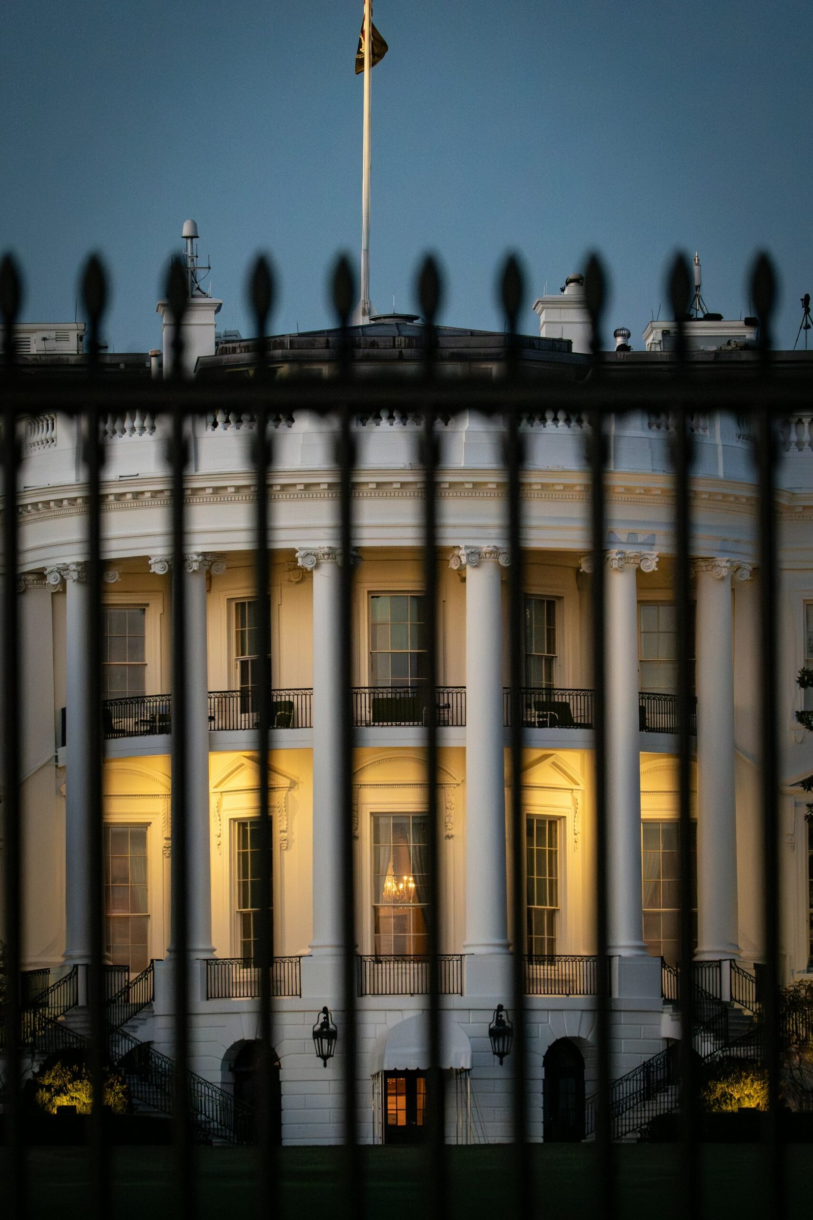 The White House lit up at night